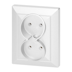 Dubbeluttag 2x2P Pearl, 16A, 250V, PT-5 P, vit