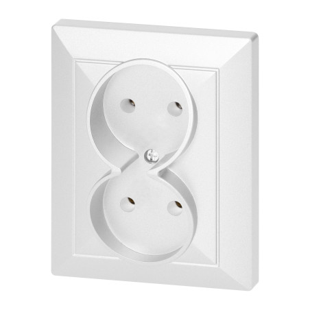 Dubbeluttag 2x2P Pearl, 16A, 250V, PT-5 P, vit