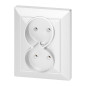 Dubbeluttag 2x2P Pearl, 16A, 250V, PT-5 P, vit