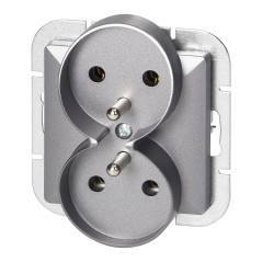 Dubbeluttag för 2x2P+Z Pearl, 16A, 250V, PT-6 PR, antracit