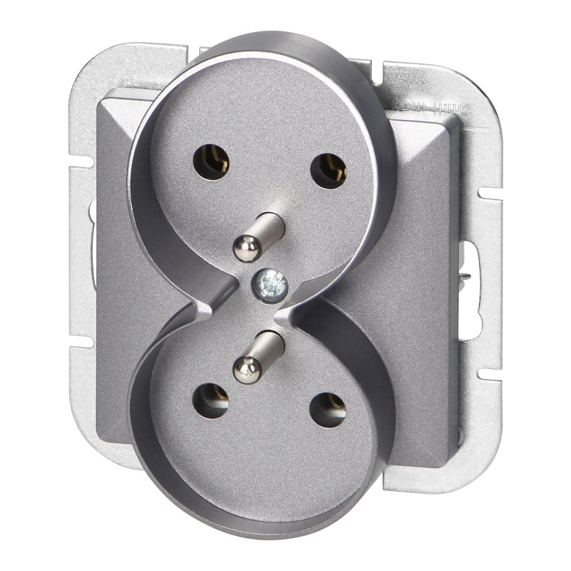 Dubbeluttag för 2x2P+Z Pearl, 16A, 250V, PT-6 PR, antracit
