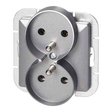 Dubbeluttag för 2x2P+Z Pearl, 16A, 250V, PT-6 PR, antracit