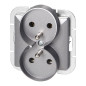 Dubbeluttag för 2x2P+Z Pearl, 16A, 250V, PT-6 PR, antracit