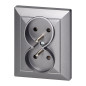 Dubbeluttag för 2x2P+Z Pearl, 16A, 250V, PT-6 P, antracit