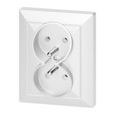 Utomhusdubbeluttag 2x2P+Z Pearl, 16A, 250V, PT-6 P, vit