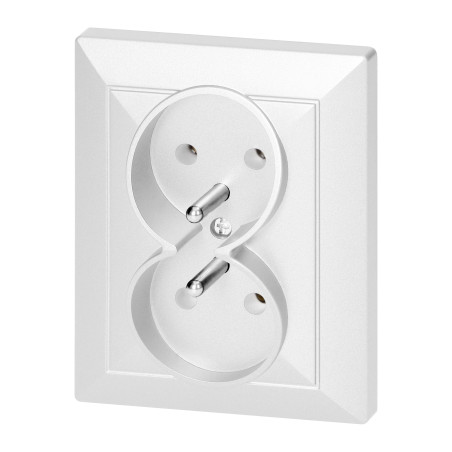 Utomhusdubbeluttag 2x2P+Z Pearl, 16A, 250V, PT-6 P, vit
