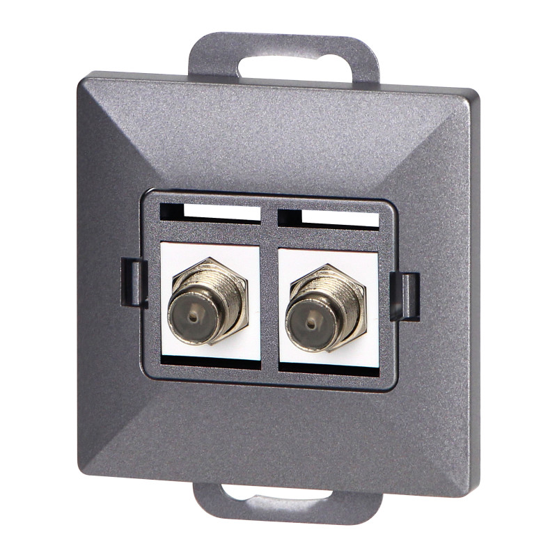 Dubbel F Pearl-uttag, TV/F-F1/P2, antracit