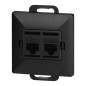 Kontakt 2xRJ45 Cat5 Pearl, RJ45-5CAT/P2, svart
