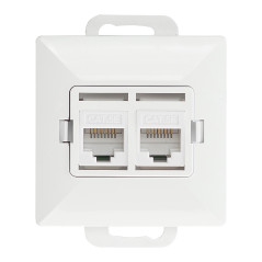 Utplug 2xRJ45 Cat5 Pearl, RJ45-5CAT/P2, vit