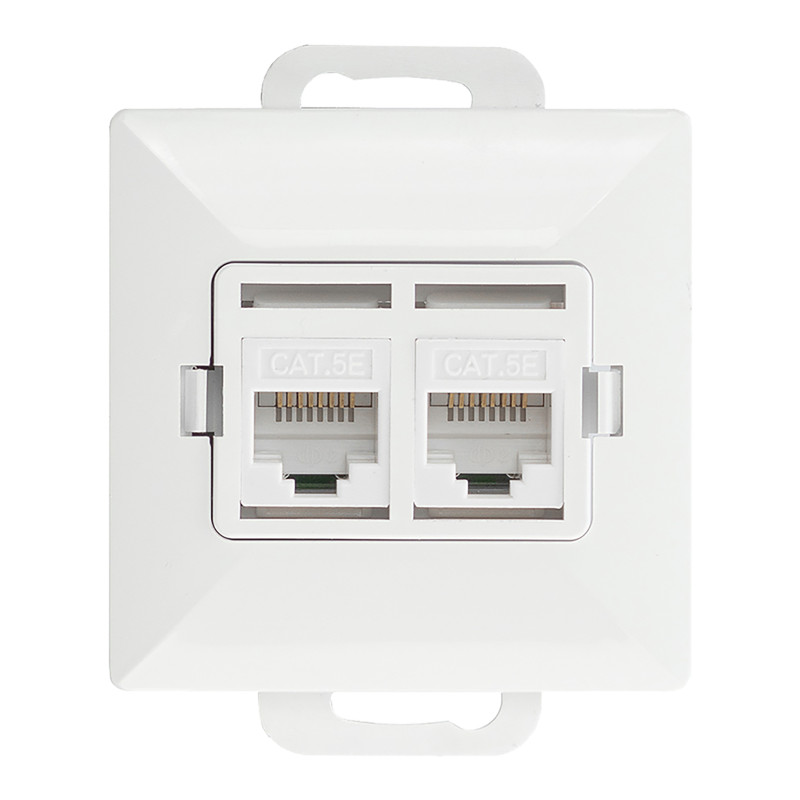 Utplug 2xRJ45 Cat5 Pearl, RJ45-5CAT/P2, vit