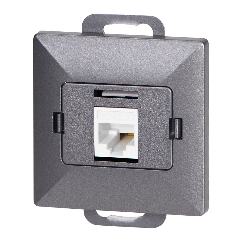 Kontakt 1xRJ45 Cat5 Pearl, RJ45-5CAT/P1, antracit