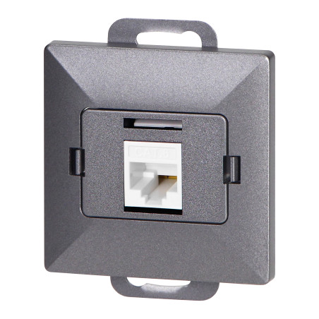 Kontakt 1xRJ45 Cat5 Pearl, RJ45-5CAT/P1, antracit