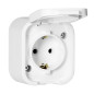 Utomhusuttag enkel 2P+Z, Schuko, stänkskyddat med lock B2, IP54, NT-17B2, vit