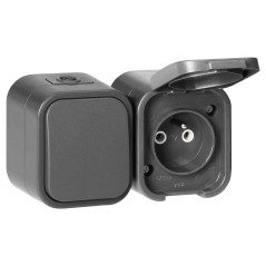 Anslutningsdon för enpolig + Enkeluttag 2P+Z B2, IP54, GWN-B2, grå