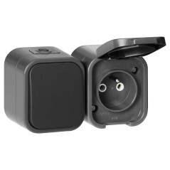 Anslutningsdon för enpolig + Enkel uttag 2P+Z B2, IP54, GWN-B2, grå/svart