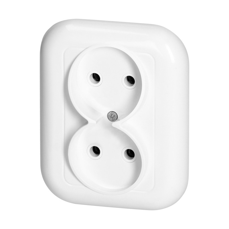 Utomhusdubbeluttag för 2x2P 16A, 250V, FAN, vit