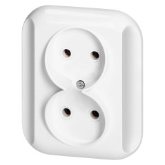 Utomhusdubbeluttag 2x2p 16A, 250V, TOPAZ, vit