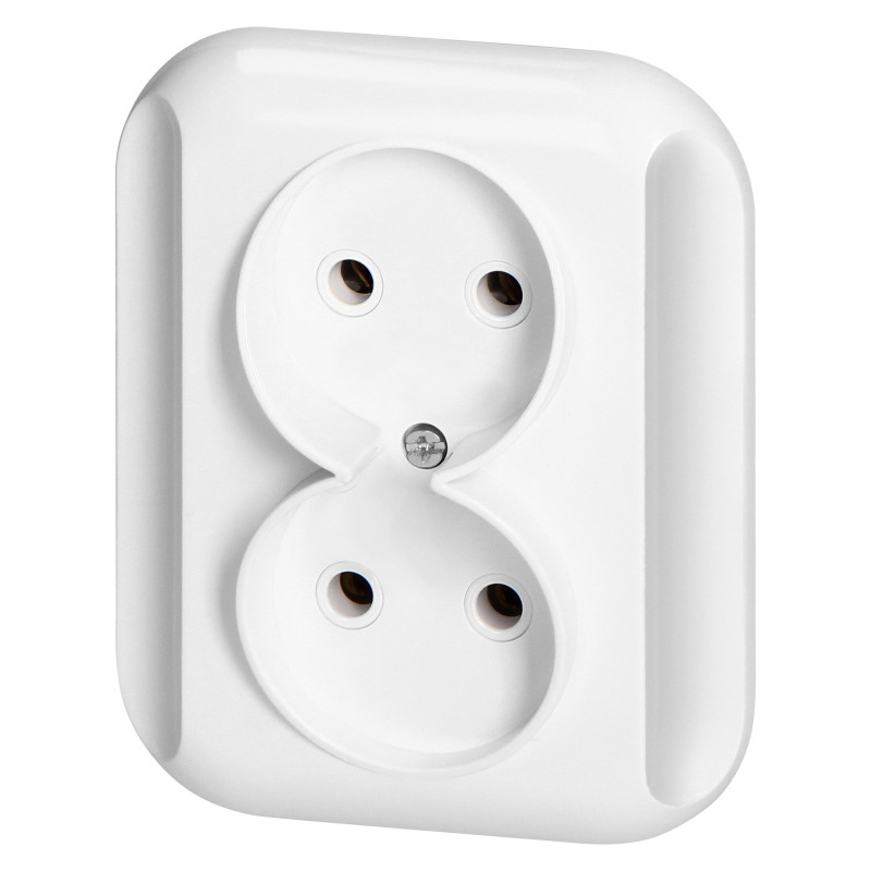 Utomhusdubbeluttag 2x2p 16A, 250V, TOPAZ, vit