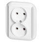 Utomhusdubbeluttag 2x2p 16A, 250V, TOPAZ, vit