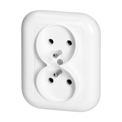 Utomhusdubbeluttag 2x2p+Z 16A, 250V, FAN, vit
