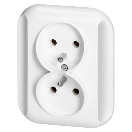 Utomhusdubbeluttag med jord 2x2p+Z 16A, 250V, TOPAZ, vit