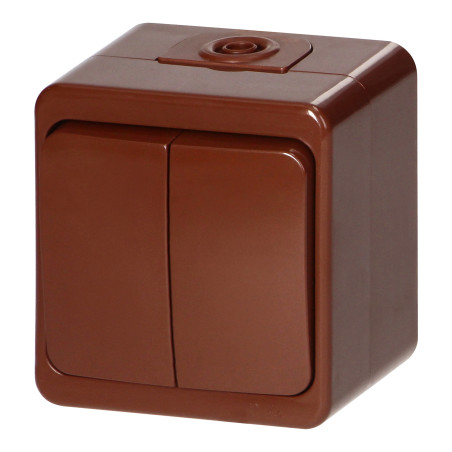 Dubbelkontakt för 10A, 250V, vägguttag IP44, SMART, brun
