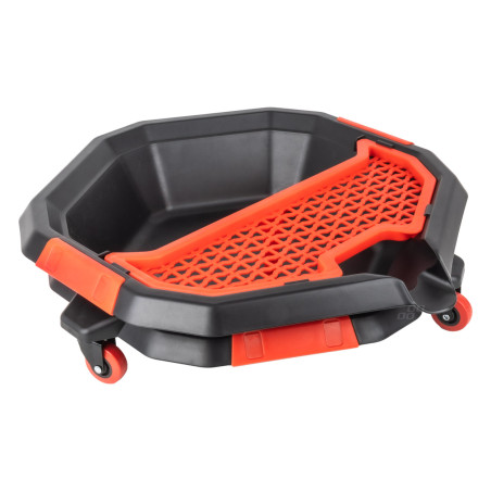 Oljeavloppstratt på hjul med förvaringsfack för verktyg amio-04264