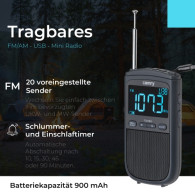CR 1905 Bärbar radio FM/AM - USB - Mini radio