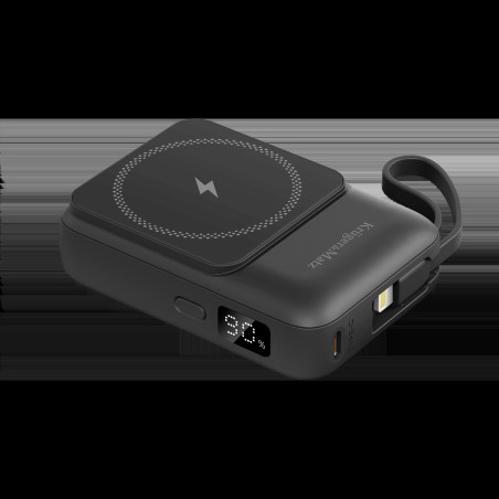 POWERBANK induktiv Kruger&Matz 10000 mAh Mag Safe med svart kabel