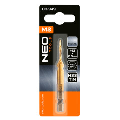 Borrhuvud HSS TiN, M3x0,5 mm, Hex