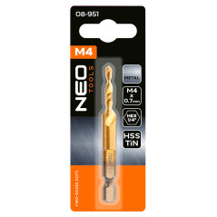 Borr gängat HSS TiN, M4x0,7 mm, Hex