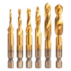 Sats med gängborrar HSS TiN, M3 - M10, Hex, 6 st.