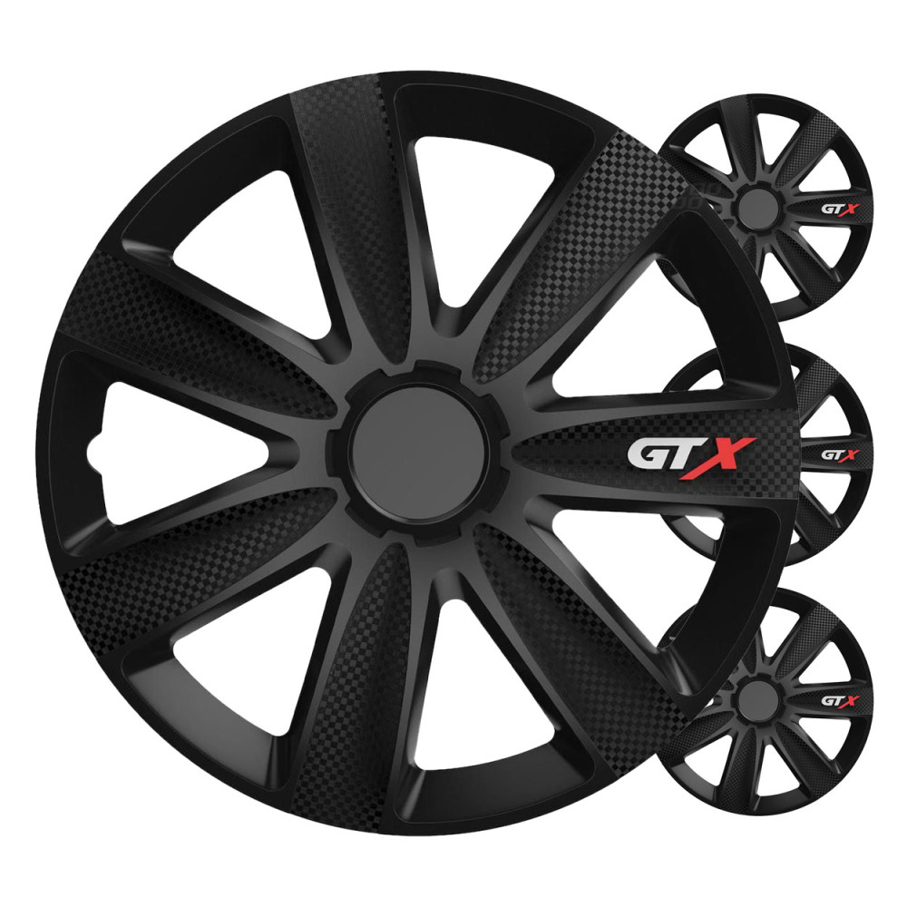Navkapslar 4-pack komplett gtx carbon svart 16 tum färgbox