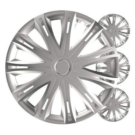 Hjulnavskåpor 4 st. set Spark silver 14 tum färgbox