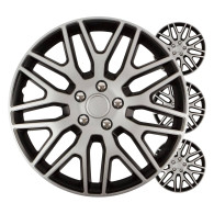 Navkapslar för bil, 4 stycken, komplett Dakar svart silver 17 tum, färgad låda.