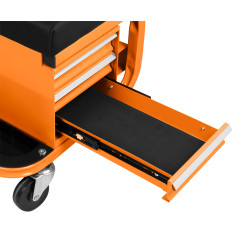 Arbetsstol på hjul med lådor för verktyg