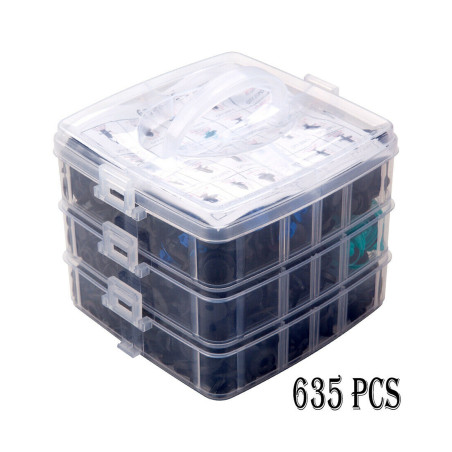 Set med 635 bilklämmor E6089