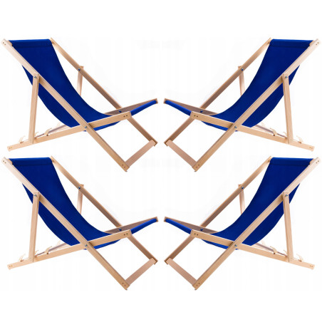 En uppsättning av fyra blåa solstolar, Woodok, monterade.