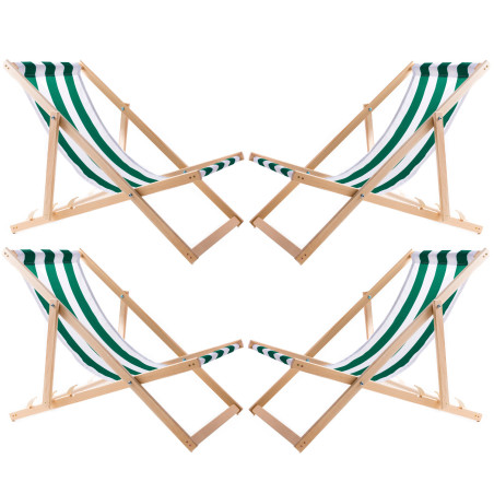 En uppsättning av fyra gröna solstolar, Woodok, monterad.