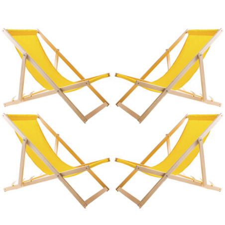 En uppsättning av fyra gula solstolar, Woodok, monterad.