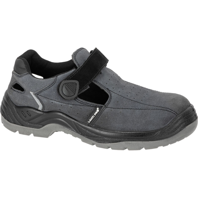 Svarta mockasandaler, storlek 44, CE-märkta, Lahti.