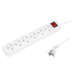 98-740- Nätdelar förlängare pr-670wsp 6-uttag med jordning + strömbrytare 1,5m vit 3x1,5mm