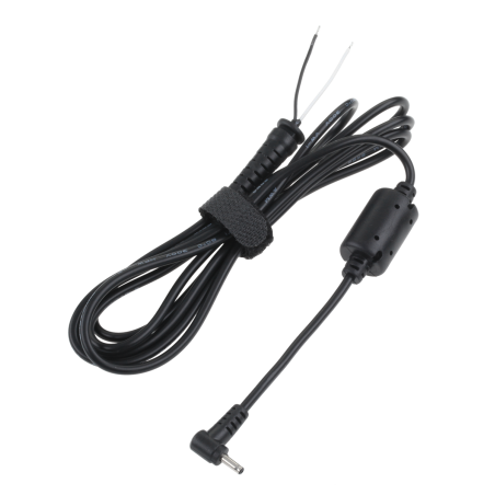 Vinklad kontakt 2,5/0,6 (19V/2,1A) nätadapter med kabel för montering REBEL.