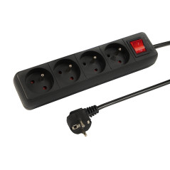 98-768- Förlängningskabel pr-470wsp med 4 uttag med jordanslutning och strömbrytare 5m svart 3x1,5mm