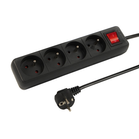 98-768- Förlängningskabel pr-470wsp med 4 uttag med jordanslutning och strömbrytare 5m svart 3x1,5mm