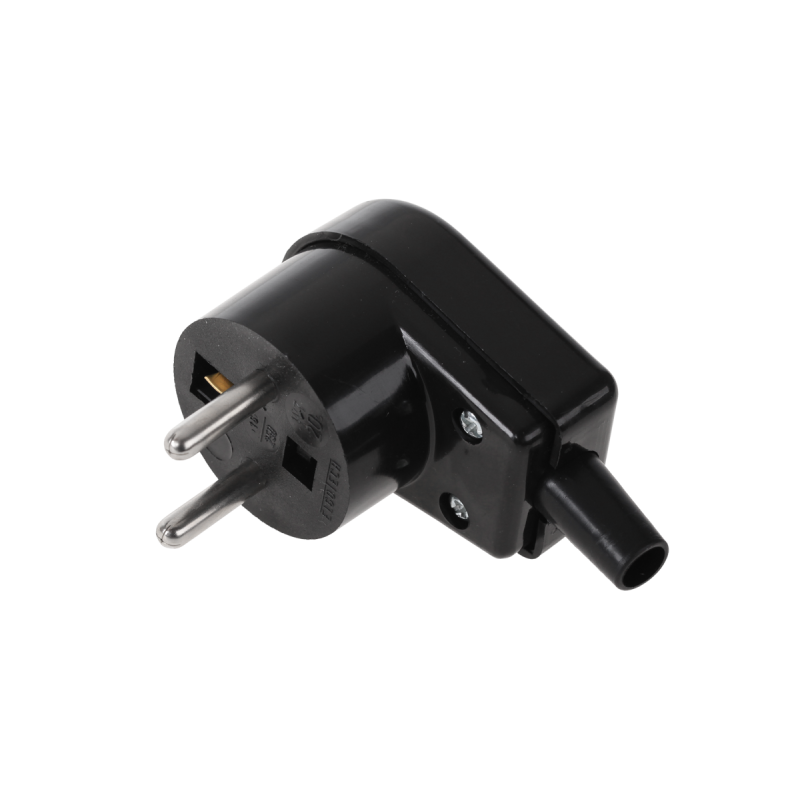 Vinklad kontakt med jordning svart WT-20S-2