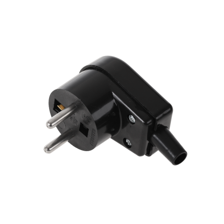 Vinklad kontakt med jordning svart WT-20S-2