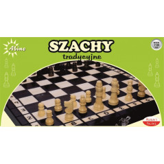 Schackspel i trä i en låda