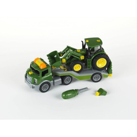 Traktorn John Deere som kan fällas ihop på en släpvagn