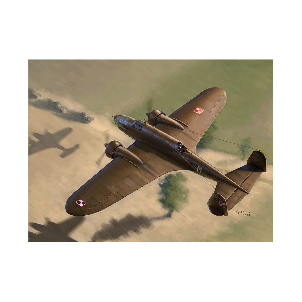 Modell av plast PZL.37b och Łoś